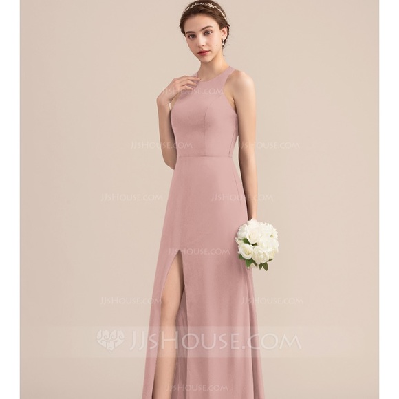 A-line princess floor length dress w/ split front - Picture 1 of 8